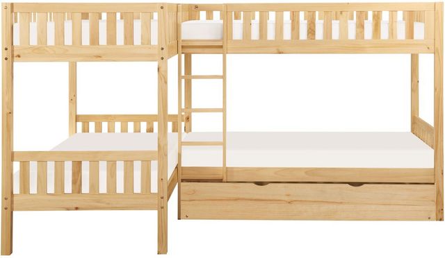Homelegance® Bartly Natural Pine Youth Twin Corner Bunk Bed with Twin Trundle-2