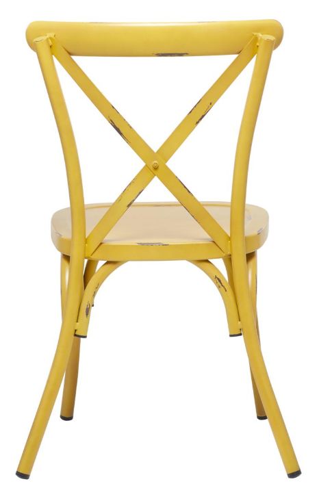 Deco Marche Yellow Metal Outdoor Dining Side Chair-2