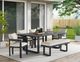 Elements International Playa Dark Gray/Olefin Beige Fabric/Metal Outdoor Dining Bench-1