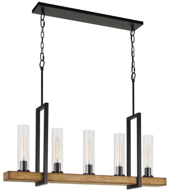 Cal® Lighting & Accessories Vienna Iron/Light Oak Island Chandelier-0