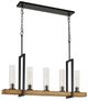 Cal® Lighting & Accessories Vienna Iron/Light Oak Island Chandelier-0