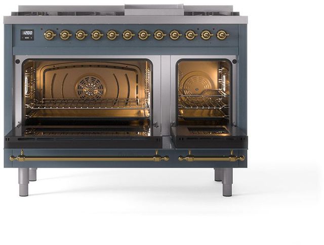 Ilve® Nostalgie II Series 48" Blue Grey Pro Style Dual Fuel Range-2