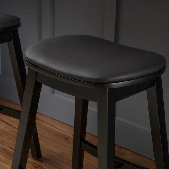 Linon Cappy 2-Piece Black Upholstered Counter Stool Set-3