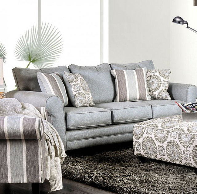 Furniture of America® Misty Blue Gray Sofa and Loveseat-1