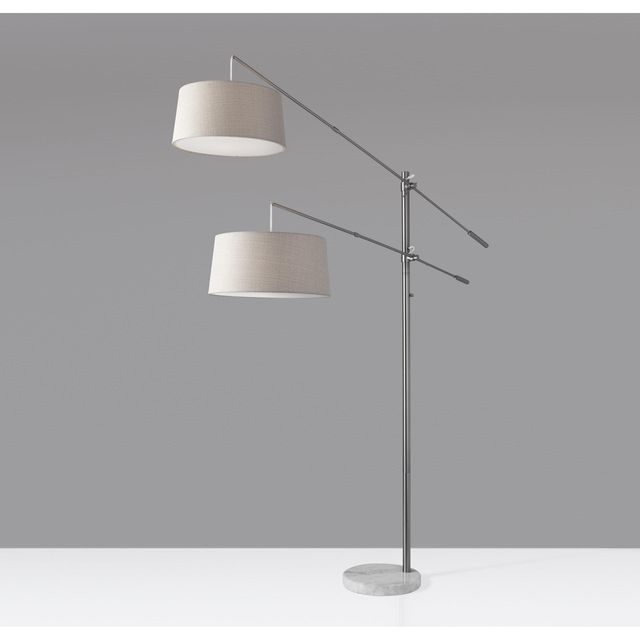 Adesso® Manhattan Brushed Steel 2-Arm Arc Lamp-3