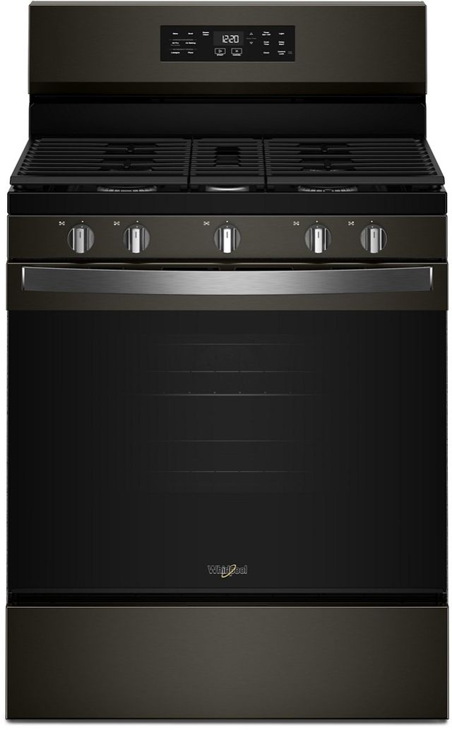 Whirlpool® 30" Black Stainless Steel Freestanding Gas Range with Air Cooking Technology and Steam Clean-0