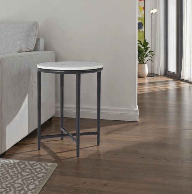 Renwil® Veroia White Accent Table with Matte Black Base-1