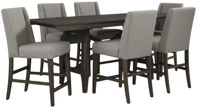 Liberty Furniture Double Bridge 7-Piece Dark Chestnut/Gray Optional Gathering Table Set-0
