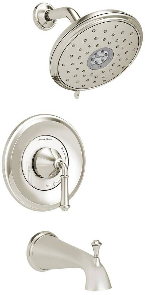 American Standard Delancey® Polished Nickel Tub and Shower Trim Kit with Water-Saving 4-Function Showerhead and Lever Handle-0