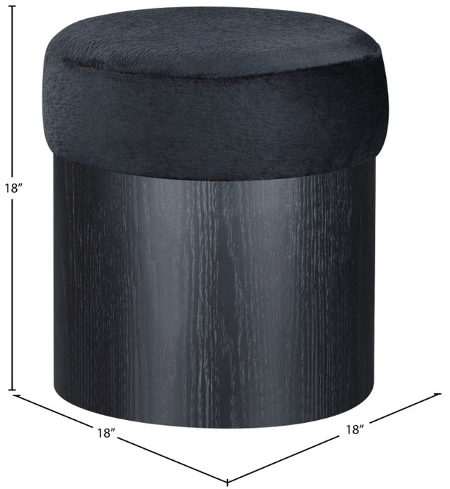 Meridian Furniture Nimes Black Velour Fur Ottoman-3