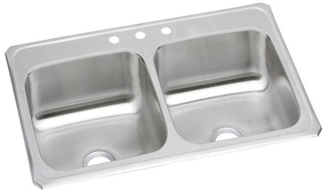 Elkay Celebrity® Brushed Satin 33'' 3-Hole Equal Double Bowl Drop-in Sink-0