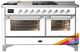 Ilve® Majestic III 60" Custom Pro Style Dual Fuel Natural Gas Range with French Top and Chrome Trim-0