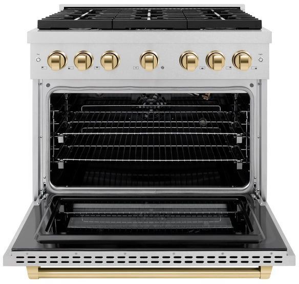 ZLINE Autograph Edition 36" Satin Stainless Steel Pro Style Gas Range with 6 Burner Cooktop-1