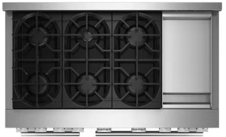 KitchenAid® 48" Stainless Steel Pro Style Gas Range with Chrome Electric Griddle-4
