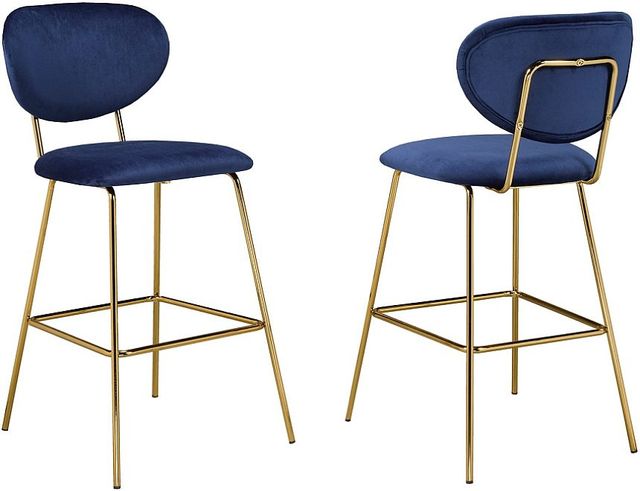 Brassex Inc. 2-Piece Navy/Gold 26" Counter Stool Set-2