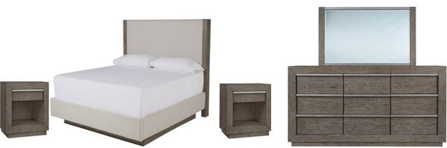 Benchcraft® Anibecca 5-Piece Weathered Gray California King Upholstered Bed Set-0