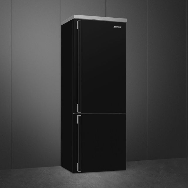 Smeg Portofino  28 in. 18.0 Cu. Ft. Black Bottom Freezer Refrigerator-1