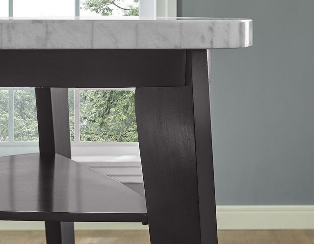 Steve Silver Co. Carrara 6-Piece Black Triangular White Marble Top Counter Height Table Set-3