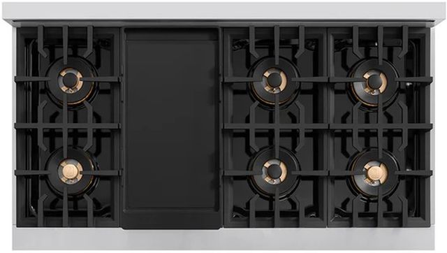 ZLINE Autograph Edition 48" 6.7 cu. ft. Classic Gas Range with 8 Burner DuoPro™ Cooktop and Dual Ovens in Stainless Steel and Champagne Bronze Accents-4