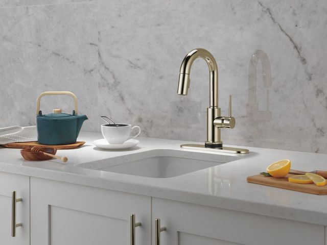 Delta Trinsic® Polished Nickel Touch2O® Bar/Preparation Faucet with Touchless Technology-1