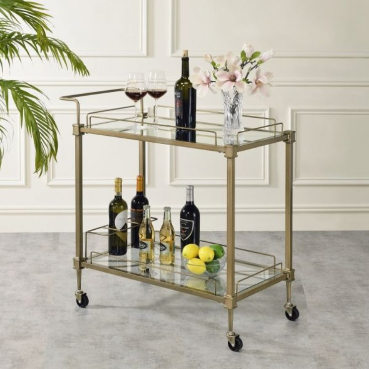 ACME Furniture Aditya Antique Brass/Mirrored Serving Cart | LFD