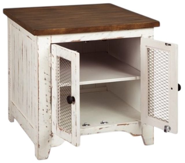 American Wholesale Furniture Westfield Aged Natural Pine Rectangular End Table with Whitewash Base-1
