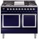 Ilve® Nostalgie II Noblesse 40'' Midnight Blue Pro Style Dual Fuel Range with Chrome Trim-0