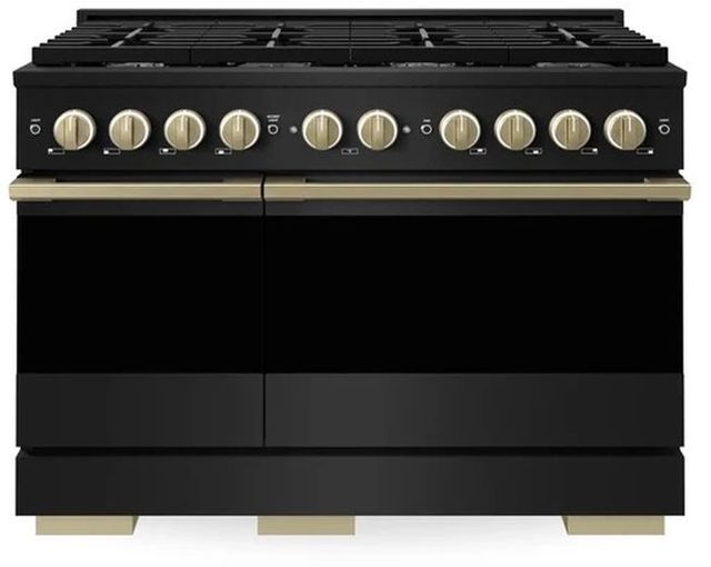 ZLINE Marino 48" Black Stainless Steel Pro Style Dual Fuel Range with Champagne Bronze Accents-0