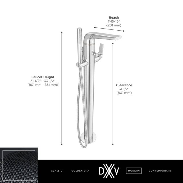 DXV Modulus Matte Black Single Handle Floor Mount Bathtub Filler with Hand Shower and Lever Handle-2