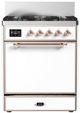 Ilve® Majestic III 30" White Pro Style Dual Fuel Natural Gas Range with Solid Door and Copper Trim-0