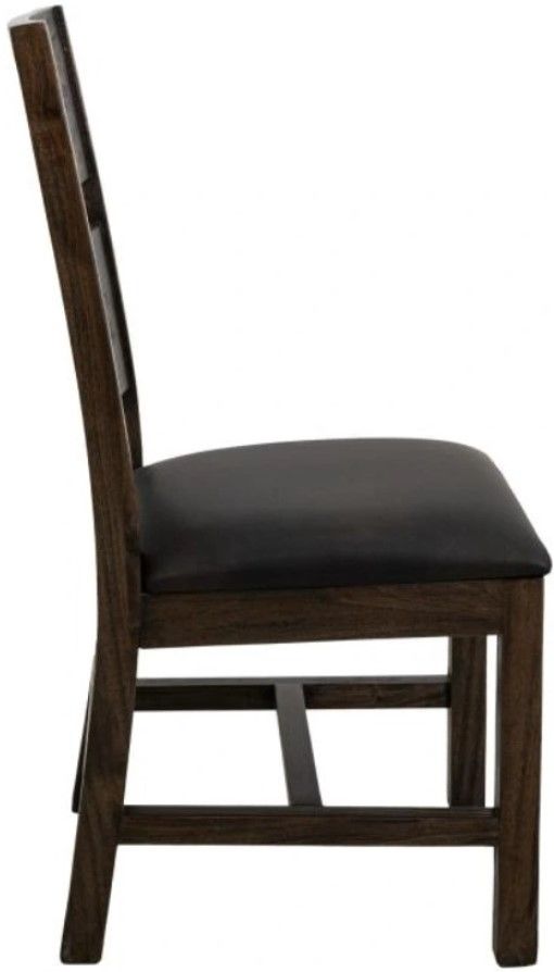 International Furniture Direct Teak Stained Dark Dining Side Chair-3