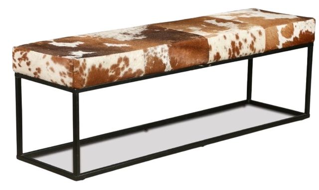 Home Trends & Design New York Brown Cowhide Bench-0