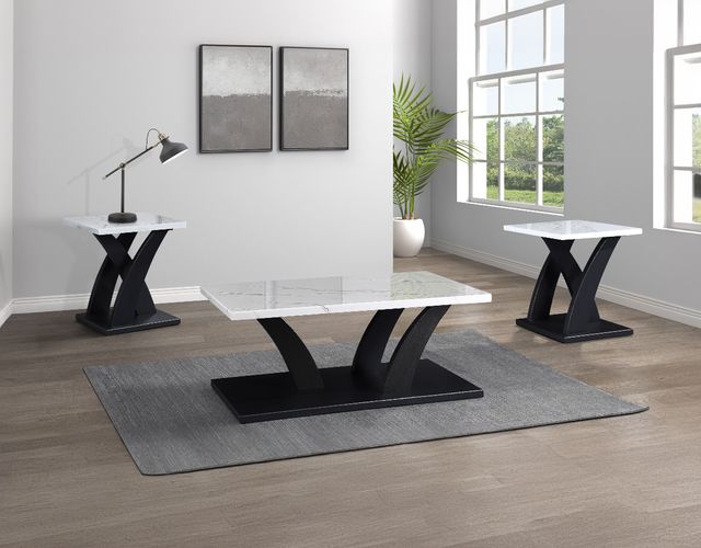 Crown Mark Zion 3-Piece Black/White Occasional Table Set-1