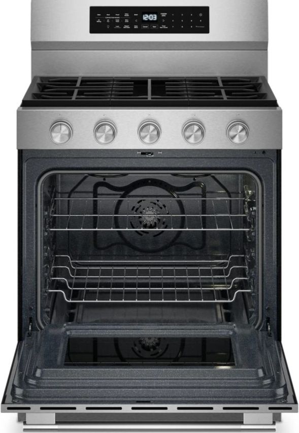 KitchenAid® 30" PrintShield™ Stainless Steel Smart Freestanding Gas Range with Convection Cooking Modes-1