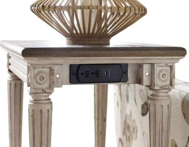 American Drew® Southbury Fossil Charging Chairside Table with Parchment Base-3