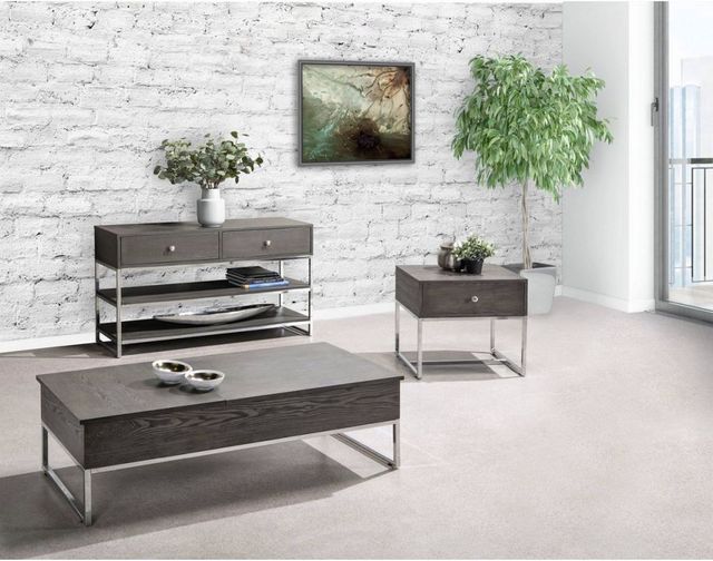 Mazin Furniture Harmony Gray Sofa Table with Chrome Base-3