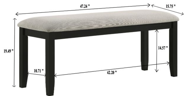 Crown Mark Folio Black/Gray Dining Bench-2