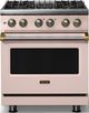 Viking® 5 Series 30" Blush Pro Style Dual Fuel (NG) Range with Brushed Brass Trim-0