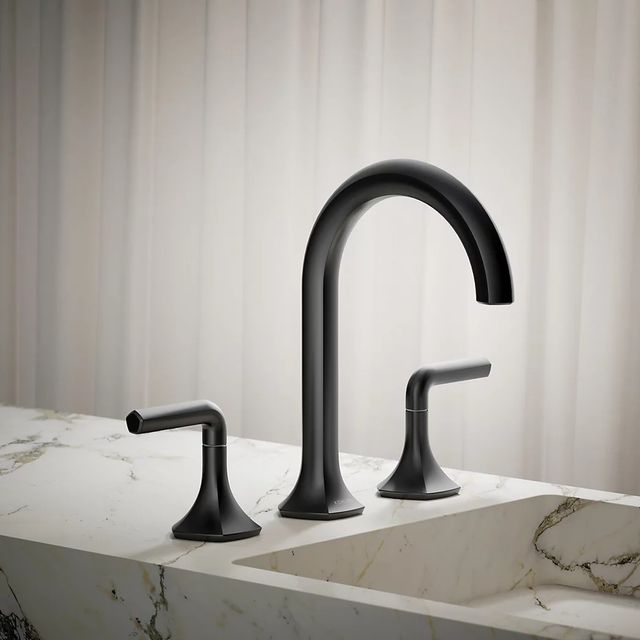 KOHLER® Occasion® Matte Black Bathroom Sink Faucet Spout with Cane Design-3
