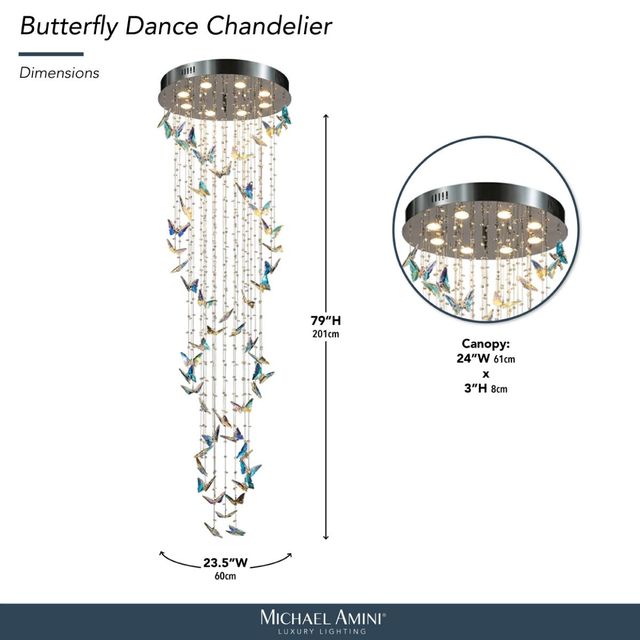 Michael Amini® Butterfly Dance Chrome Chandelier-2