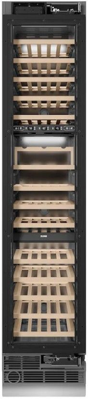 ZLINE Autograph Edition 18 in. 9 Cu. Ft. Panel Ready Right Hinge Triple Zone Column Wine Cooler with Champagne Bronze Accents-1