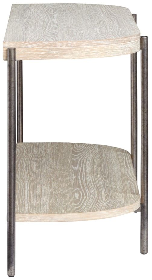 Magnussen Home® Jennings Edgecomb Gray Demilune Sofa Table with Weathered Antique Nickel Base-2