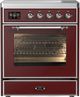 Ilve® Majestic III 30" Burgundy Pro Style Induction Range with Triple Glass Door and Chrome Trim-0