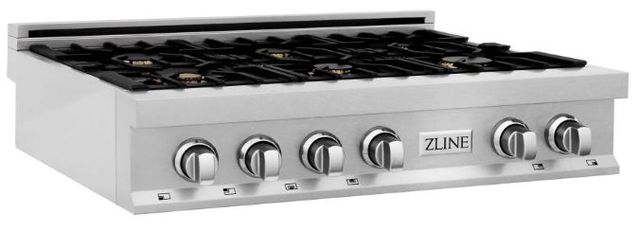 ZLINE Legacy 36" Satin Stainless Steel Gas Rangetop with 6 Brass Burners and Porcelain Cooktop-1