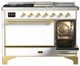 Ilve® Majestic III 48" White Pro Style Dual Fuel Natural Gas Range with Solid Door and Brass Trim-4