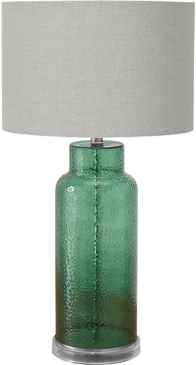 Monarch Specialties Inc. Green Glass Table Lamp with Grey Shade-0