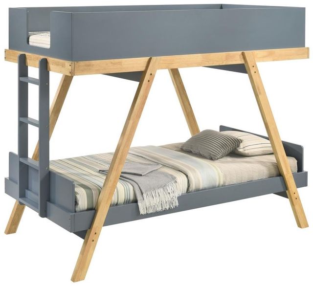 Coaster® Frankie White/Van Courtland Blue Twin Over Twin Bunk Bed -0