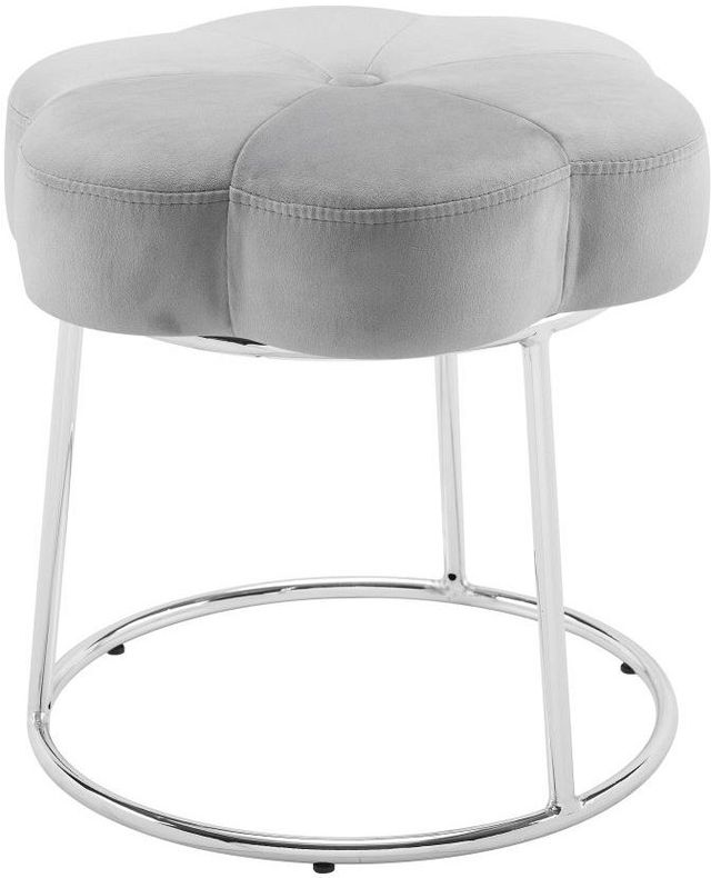 Linon Flower Chrome/Gray Vanity Stool-0