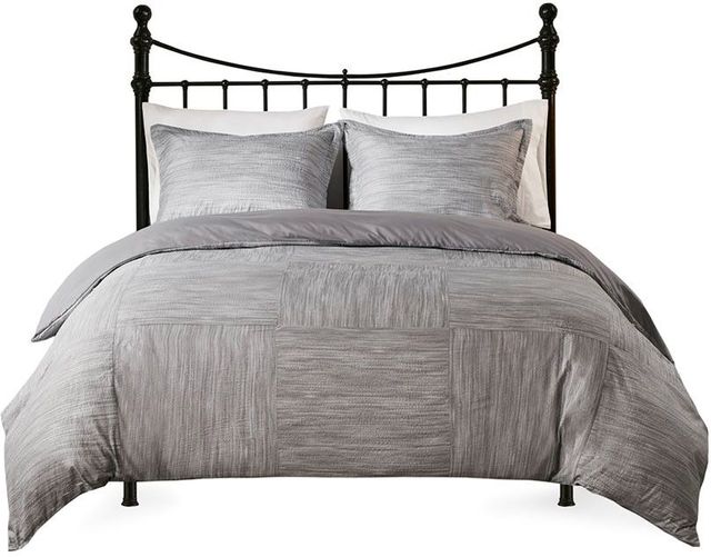 Olliix by Madison Park 3 Piece Grey King/California King Walter Printed Seersucker Duvet Cover Set-0