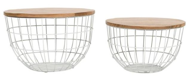 Jofran Inc. Global Archive Rondo 2-Piece Brown Nesting Coffee Table Set with White Base-0